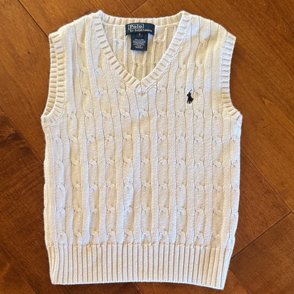 Polo by Ralph Lauren Boy’s V-Neck Sweater Vest in White